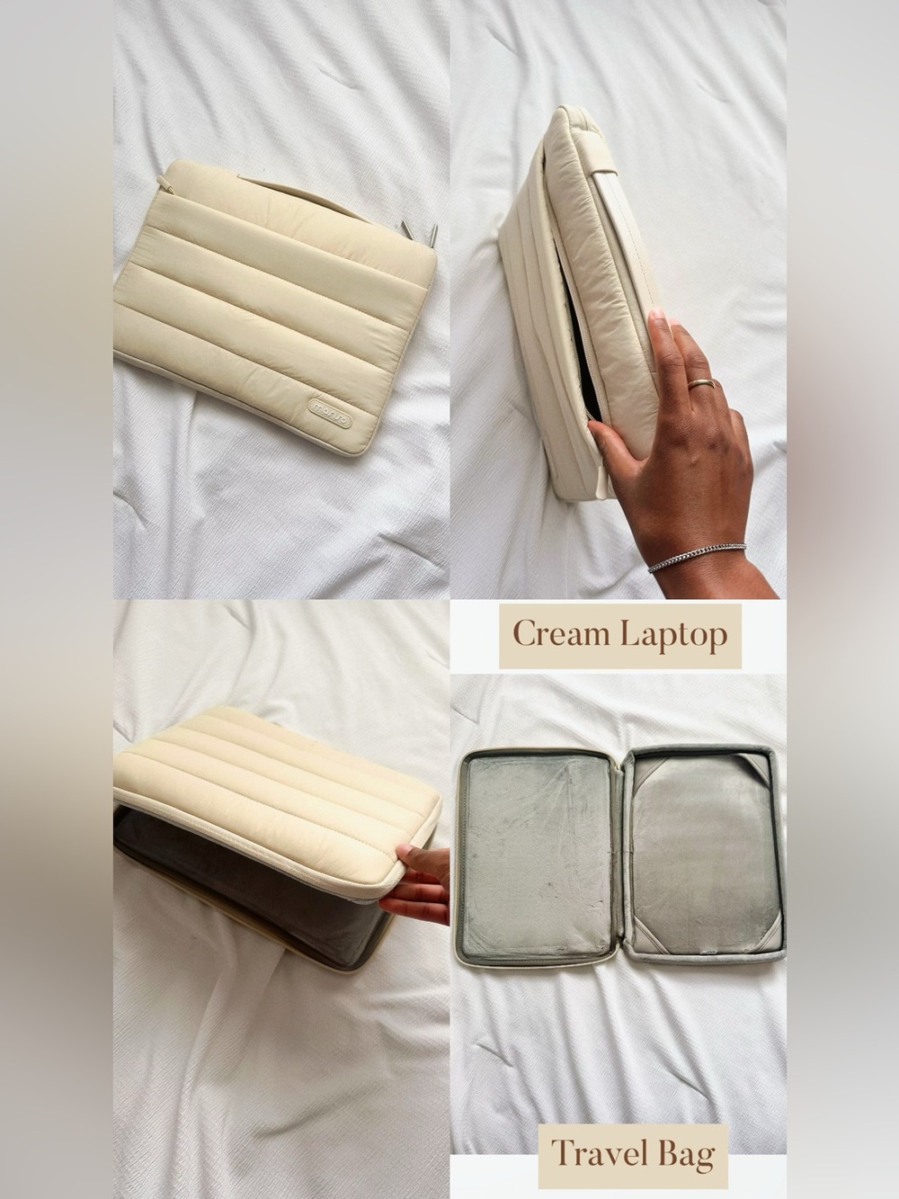 Cream Padded Laptop Sleeve